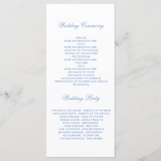 Dusty Blue and Peach Floral Weddings Programme (Rückseite)