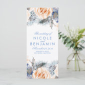 Dusty Blue and Peach Floral Weddings Programme (Stehend Vorderseite)