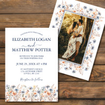 Dusty Blue and Peach Wildblumen Foto Wedding