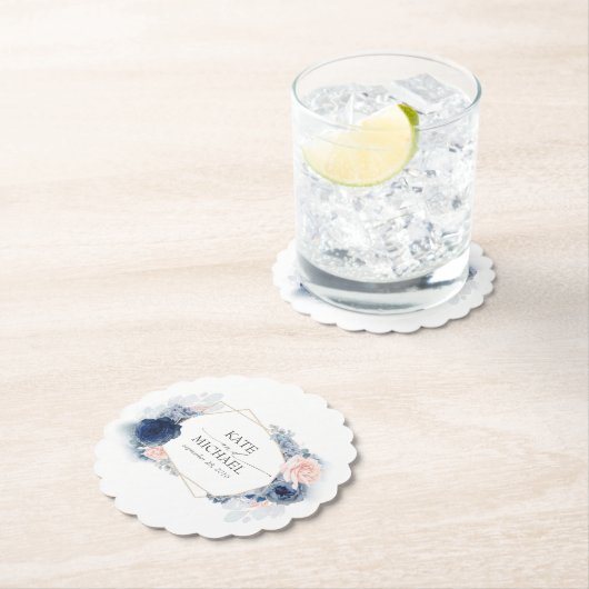 Dusty Blue and Pink Floral Elegant Untersetzer (Vor Ort)