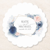 Dusty Blue and Pink Floral Elegant Untersetzer (Vorderseite)