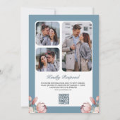 Dusty Blue and Pink Floral QR Code Wedding Einladung (Rückseite)