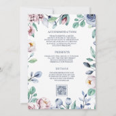 Dusty Blue and Pink Floral QR Code Wedding Einladung (Rückseite)