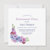 Dusty Blue and Pink Floral Retirement Party Einladung (Vorderseite)