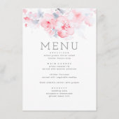 Dusty Blue and Pink Floral Themed Menu Menükarte (Vorderseite)