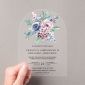 Dusty Blue and Pink Floral Wedding Acryleinladungen (Insitu (Handheld))