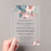 Dusty Blue and Pink Floral Wedding Acryleinladungen (Insitu (Handheld))
