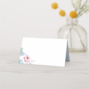 Dusty Blue and Pink Floral Wedding Platzkarte