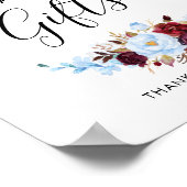 Dusty Blue and Red Wedding Cards and Gifts Sign Poster (Ecke)