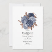 Dusty Blue and Rose Gold Floral Couples Dusche Einladung (Vorderseite)