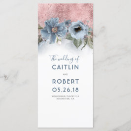 Dusty Blue and Rose Gold Floral WedPrograms Programm