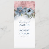 Dusty Blue and Rose Gold Floral WedPrograms Programm (Vorderseite)