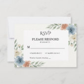 Dusty Blue and Terracotta Floral Wedding RSVP Karte (Vorderseite)