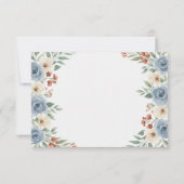 Dusty Blue and Terracotta Floral Wedding RSVP Karte (Rückseite)
