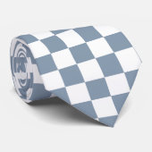 Dusty Blue and White Checkerboard Wedding Tie Krawatte (Gerollt)