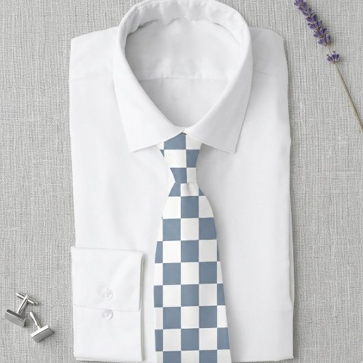 Dusty Blue and White Checkerboard Wedding Tie Krawatte