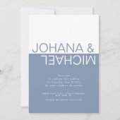 Dusty blue and white colorblock whimsical wedding  einladung (Vorderseite)