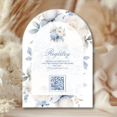 Dusty Blue and White Floral QR Code Babydusche Einladung