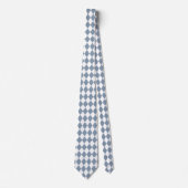 Dusty Blue and White Harlequin Diamond Tie Krawatte (Vorderseite)