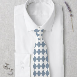 Dusty Blue and White Harlequin Diamond Tie Krawatte