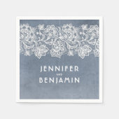 Dusty Blue and White Lace Elegant Serviette (Vorderseite)