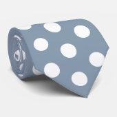 Dusty Blue and White Polka Dot Wedding Tie Krawatte (Gerollt)