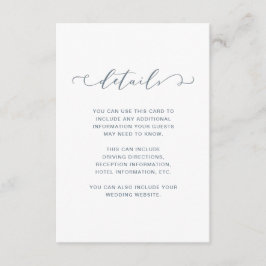 Dusty Blue and White Wedding Details Begleitkarte