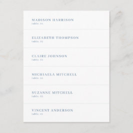 Dusty Blue and White Wedding Place Name Card DIY Einladung