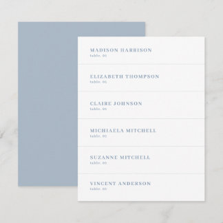 Dusty Blue and White Wedding Place Name Card DIY Einladung