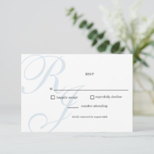 Dusty Blue and White Wedding RSVP Card Karte