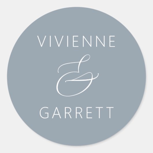 Dusty Blue and White Wedding Umschlag Aufkleber (Vorderseite)