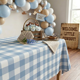 Dusty Blue and White Western Baby Cowboy Shower Tischdecke