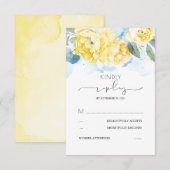 Dusty Blue and Yellow Flowers Wedding RSVP Karte (Vorne/Hinten)