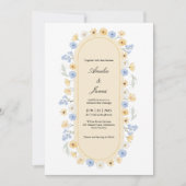 Dusty Blue and Yellow Wildflower Garden Wedding Einladung (Vorderseite)