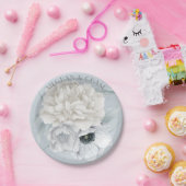 Dusty Blue Anemone Cream Peony Floral Pappteller (Party)