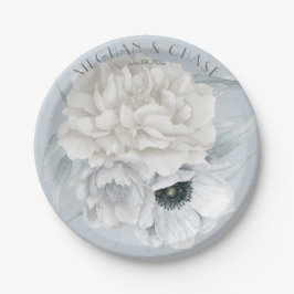 Dusty Blue Anemone Cream Peony Floral Pappteller