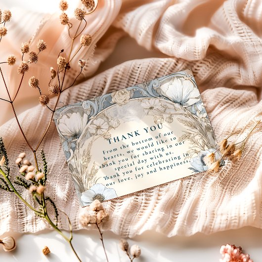 Dusty Blue Anemone Wedding Dankeskarte