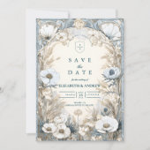 Dusty Blue Anemone Wedding Save The Date (Vorderseite)