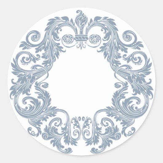 Dusty Blue Antique Wirbel Runder Aufkleber (Vorderseite)
