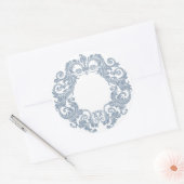 Dusty Blue Antique Wirbel Runder Aufkleber (Umschlag)