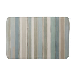Dusty Blue Aquamarin Sage Beige Streifen Badematte