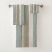 Dusty Blue Aquamarin Sage Beige Streifen Badhandtuch Set (Insitu)