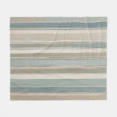 Dusty Blue Aquamarin Sage Beige Streifen Fleecedecke (Vorderseite (Horizontal))