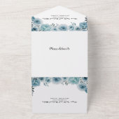 Dusty-blue Aquarell Blume Blumenhochzeit All In One Einladung (Außenbereich)