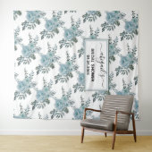 Dusty Blue Aquarell Blume Blumenmotiv Brautparty Wandteppich (Beispiel (Horizontal))