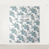 Dusty Blue Aquarell Blume Blumenmotiv Brautparty Wandteppich (Vorderseite)