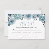 Dusty Blue Aquarell Blume Hochzeit RSVP-Karte RSVP Karte (Vorderseite)