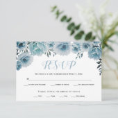 Dusty Blue Aquarell Blume Hochzeit RSVP-Karte RSVP Karte (Stehend Vorderseite)