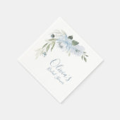 Dusty Blue Aquarell Blumengebirge Brautparty Serviette (Ecke)