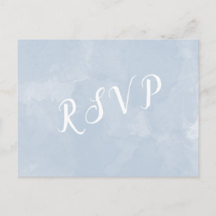 Dusty Blue Aquarell Hochzeit rsvp Postkarte